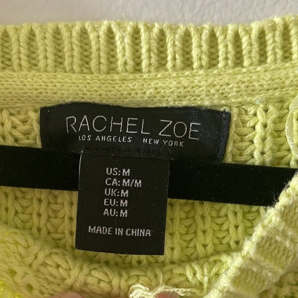 Rachel Zoe Woman’s Sweater neon yellow crew neck chunky knit SZ Medium - Picture 4 of 8